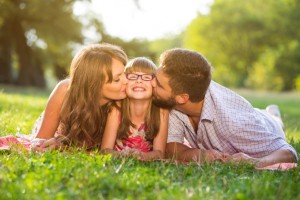 Happy young family on picnic